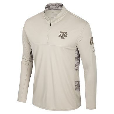 Men's Colosseum Natural Texas A&M Aggies OHT Military Appreciation Quarter-Zip Jacket