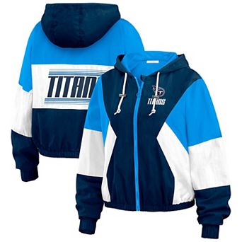 Women's WEAR by Erin Andrews Light Blue Houston Oilers Color Block Full-Zip Windbreaker Jacket