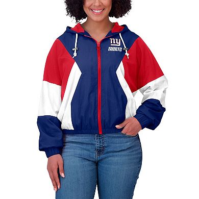 Women's WEAR by Erin Andrews Royal/Red New York Giants Plus Size Color Block Full-Zip Windbreaker Jacket