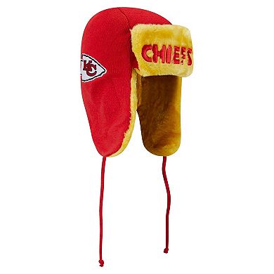 Men's New Era Red Kansas City Chiefs Helmet Head Trapper Knit Hat