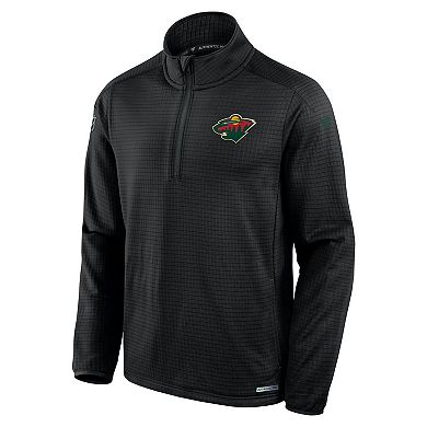 Men's Fanatics Black Minnesota Wild Authentic Pro Rink Quarter-Zip Jacket