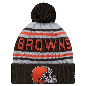 Youth New Era Brown Cleveland Browns Main Cuffed Knit Hat with Pom