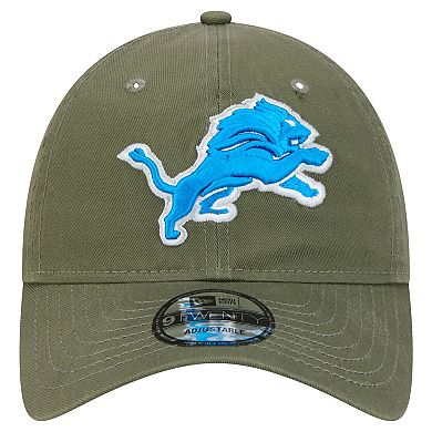 Men's New Era Olive Detroit Lions Main 9TWENTY Adjustable Hat