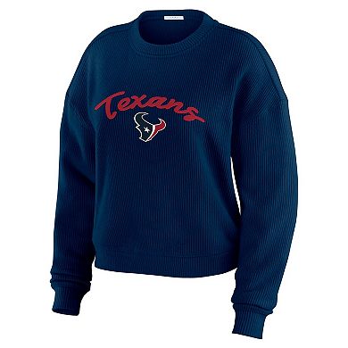 Women's WEAR by Erin Andrews Cream Houston Texans Knitted Tri-Blend Long Sleeve T-Shirt & Pants Lounge Set