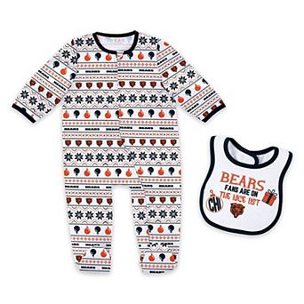 Newborn & Infant WEAR by Erin Andrews Chicago Bears Allover Print Full-Zip Sleeper & Bib Set