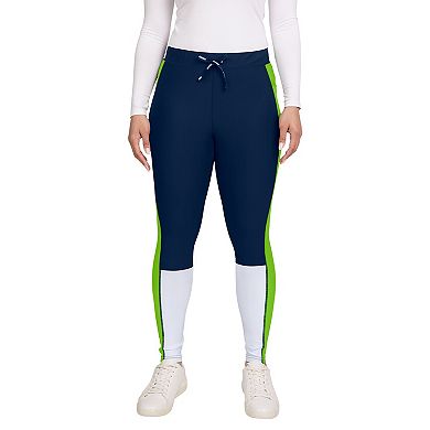 Women's WEAR by Erin Andrews College Navy/Neon Green Seattle Seahawks Color-Block Leggings