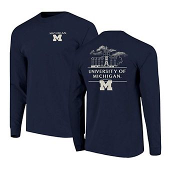 Men's Navy Michigan Wolverines Comfort Colors Campus Nights Long Sleeve T-Shirt