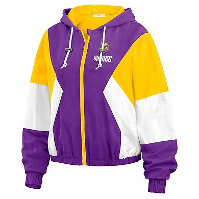 Women's WEAR by Erin Andrews Purple/Yellow Minnesota Vikings Plus Size Color Block Full-Zip Windbreaker Jacket
