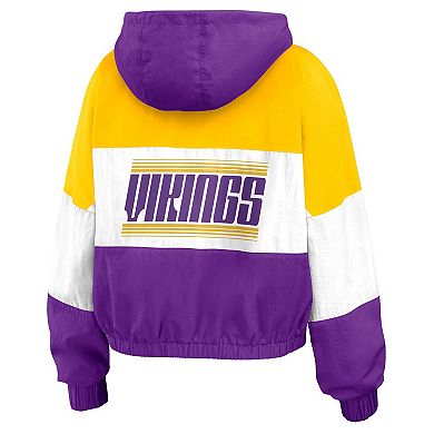 Women's WEAR by Erin Andrews Purple/Yellow Minnesota Vikings Plus Size Color Block Full-Zip Windbreaker Jacket
