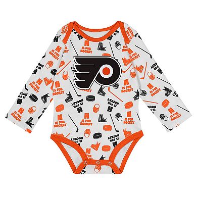Infant White Philadelphia Flyers Quick Learner Long Sleeve Bodysuit