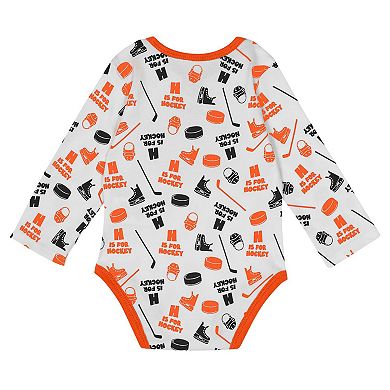 Infant White Philadelphia Flyers Quick Learner Long Sleeve Bodysuit