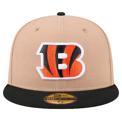 Men's New Era Tan Cincinnati Bengals Logo Main 59FIFTY Fitted Hat