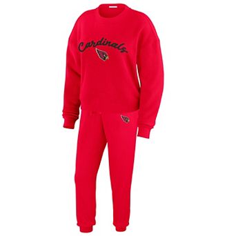 Women's WEAR by Erin Andrews Cream Arizona Cardinals Plus Size Knitted Tri-Blend Long Sleeve T-Shirt & Pants Lounge Set