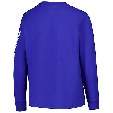 Youth Champion Royal Kentucky Wildcats Distressed Arch Over Logo Long Sleeve T-Shirt