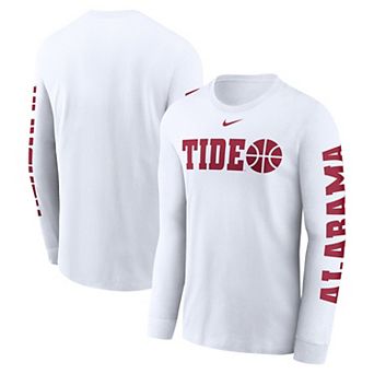 Men's Nike White Alabama Crimson Tide Basketball Icon Two-Hit Long Sleeve T-Shirt