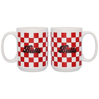 Logo Brands Chicago Bulls 2-Pack 15oz. Checkered Wordmark Mug Set