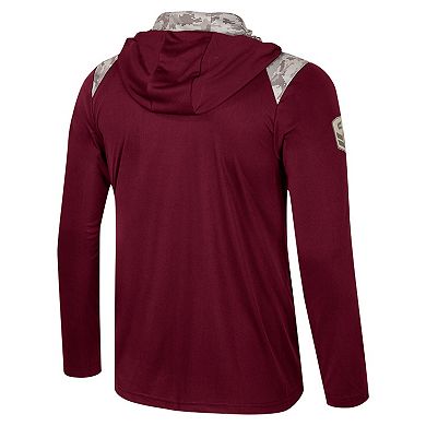 Men's Colosseum Maroon Arizona State Sun Devils OHT Military Appreciation Quarter-Zip Hoodie Jacket