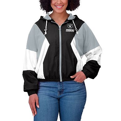 Women's WEAR by Erin Andrews Black Las Vegas Raiders Color Block Full-Zip Windbreaker Jacket
