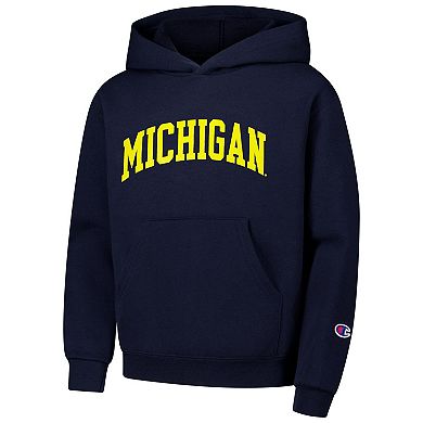 Youth Champion Navy Michigan Wolverines Basic Arch Hoodie