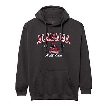 Men's League Collegiate Wear Black Alabama Crimson Tide Arch Script Essential Fleece 2.0 Pullover Hoodie