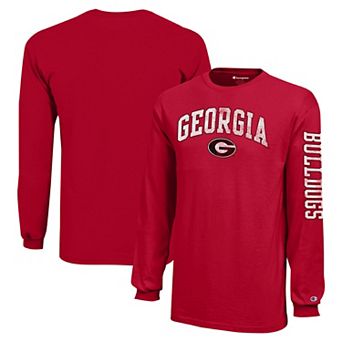 Youth Champion Red Georgia Bulldogs Distressed Arch Over Logo Long Sleeve T-Shirt