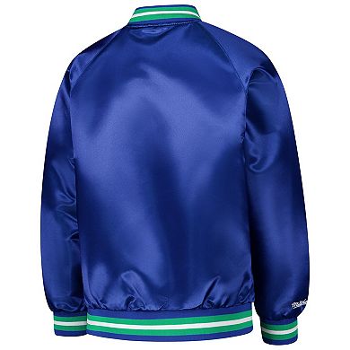 Youth Mitchell & Ness Royal Minnesota Timberwolves Hardwood Classics Satin Raglan Full-Snap Jacket