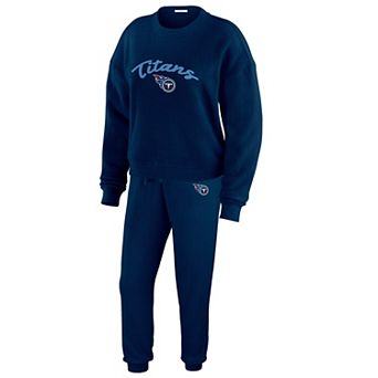 Women's WEAR by Erin Andrews Cream Tennessee Titans Knitted Tri-Blend Long Sleeve T-Shirt & Pants Lounge Set