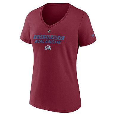 Women's Fanatics Burgundy Colorado Avalanche Authentic Pro Core Primary V-Neck T-Shirt