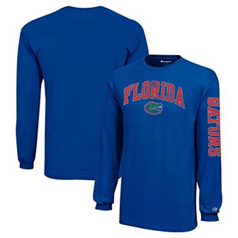 Youth Champion Royal Florida Gators Distressed Arch Over Logo Long Sleeve T-Shirt