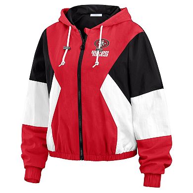 Women's WEAR by Erin Andrews Scarlet San Francisco 49ers Color Block Full-Zip Windbreaker Jacket