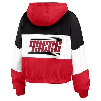 Women's WEAR by Erin Andrews Scarlet San Francisco 49ers Color Block Full-Zip Windbreaker Jacket