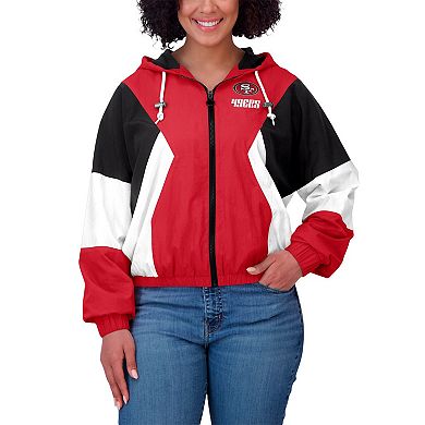 Women's WEAR by Erin Andrews Scarlet San Francisco 49ers Color Block Full-Zip Windbreaker Jacket