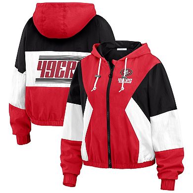 Women's WEAR by Erin Andrews Scarlet San Francisco 49ers Color Block Full-Zip Windbreaker Jacket