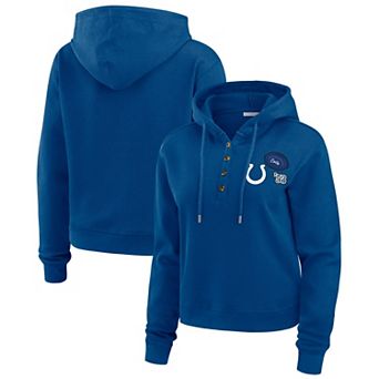 Women's WEAR by Erin Andrews Blue Indianapolis Colts Waffle Hoodie Pullover Top