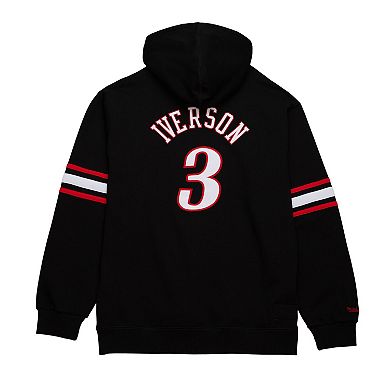 Men's Mitchell & Ness Allen Iverson Black Philadelphia 76ers Name & Number Pullover Hoodie