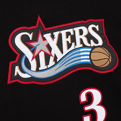 Men's Mitchell & Ness Allen Iverson Black Philadelphia 76ers Name & Number Pullover Hoodie