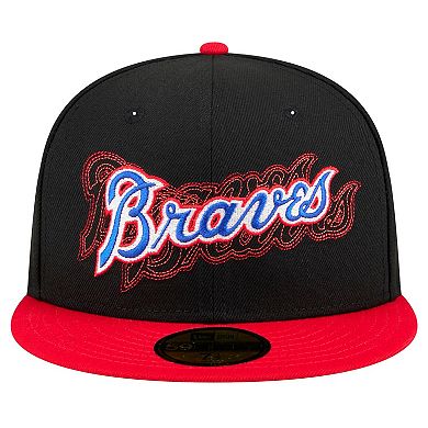 Men's New Era Black Atlanta Braves Shadow Stitch 59FIFTY Fitted Hat