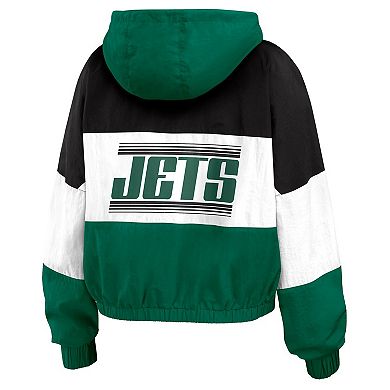 Women's WEAR by Erin Andrews Green/Black New York Jets Plus Size Color Block Full-Zip Windbreaker Jacket