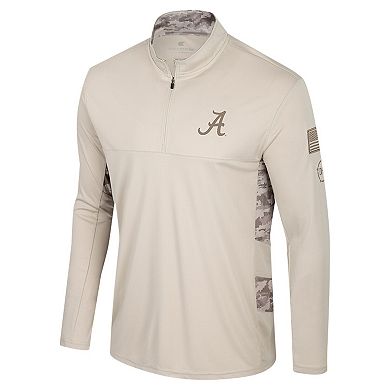 Men's Colosseum Natural Alabama Crimson Tide OHT Military Appreciation Quarter-Zip Jacket