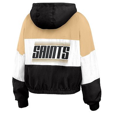 Women's WEAR by Erin Andrews Black/Brown New Orleans Saints Plus Size Color Block Full-Zip Windbreaker Jacket