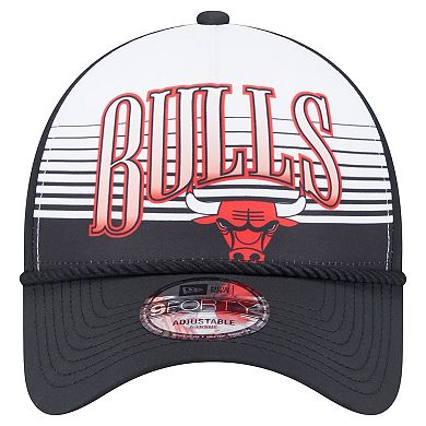 Men's New Era Black Chicago Bulls Throwback Gradient A-Frame 9FORTY Adjustable Hat