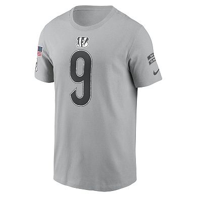 Men's Nike Joe Burrow Gray Cincinnati Bengals 2024 Salute To Service Name & Number T-Shirt