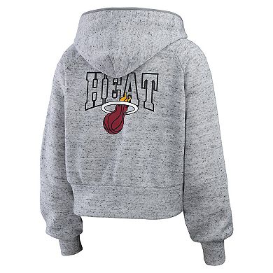 Women's WEAR by Erin Andrews Heather Gray Miami Heat Speckled Radiator Full-Zip Hoodie
