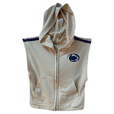 Girls Toddler Wes & Willy Tan Penn State Nittany Lions Tri-Blend Sleeveless Full-Zip Hoodie & Tiered Skirt Set