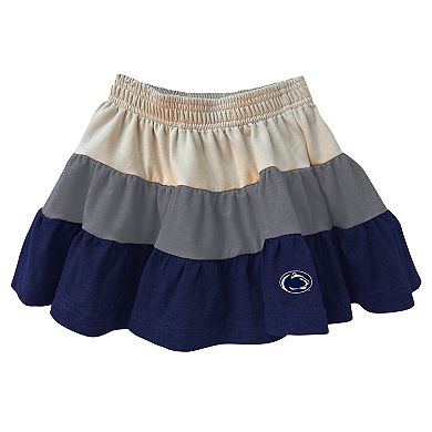 Girls Toddler Wes & Willy Tan Penn State Nittany Lions Tri-Blend Sleeveless Full-Zip Hoodie & Tiered Skirt Set