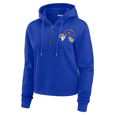 Women's WEAR by Erin Andrews Royal Los Angeles Rams Plus Size Waffle Hoodie Pullover Top