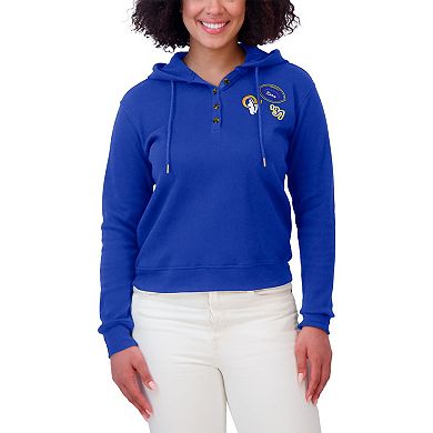 Women's WEAR by Erin Andrews Royal Los Angeles Rams Plus Size Waffle Hoodie Pullover Top
