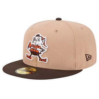 Men's New Era Tan Cleveland Browns Throwback Logo Main 59FIFTY Fitted Hat