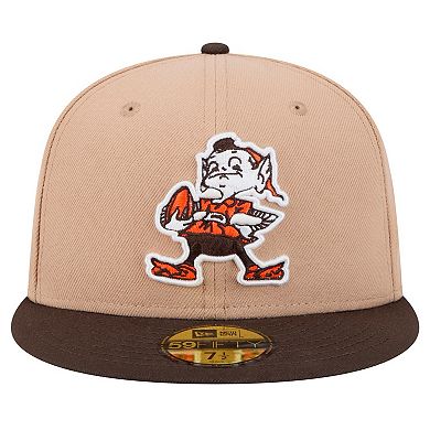 Men's New Era Tan Cleveland Browns Throwback Logo Main 59FIFTY Fitted Hat