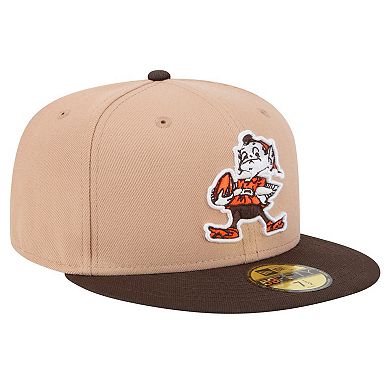 Men's New Era Tan Cleveland Browns Throwback Logo Main 59FIFTY Fitted Hat